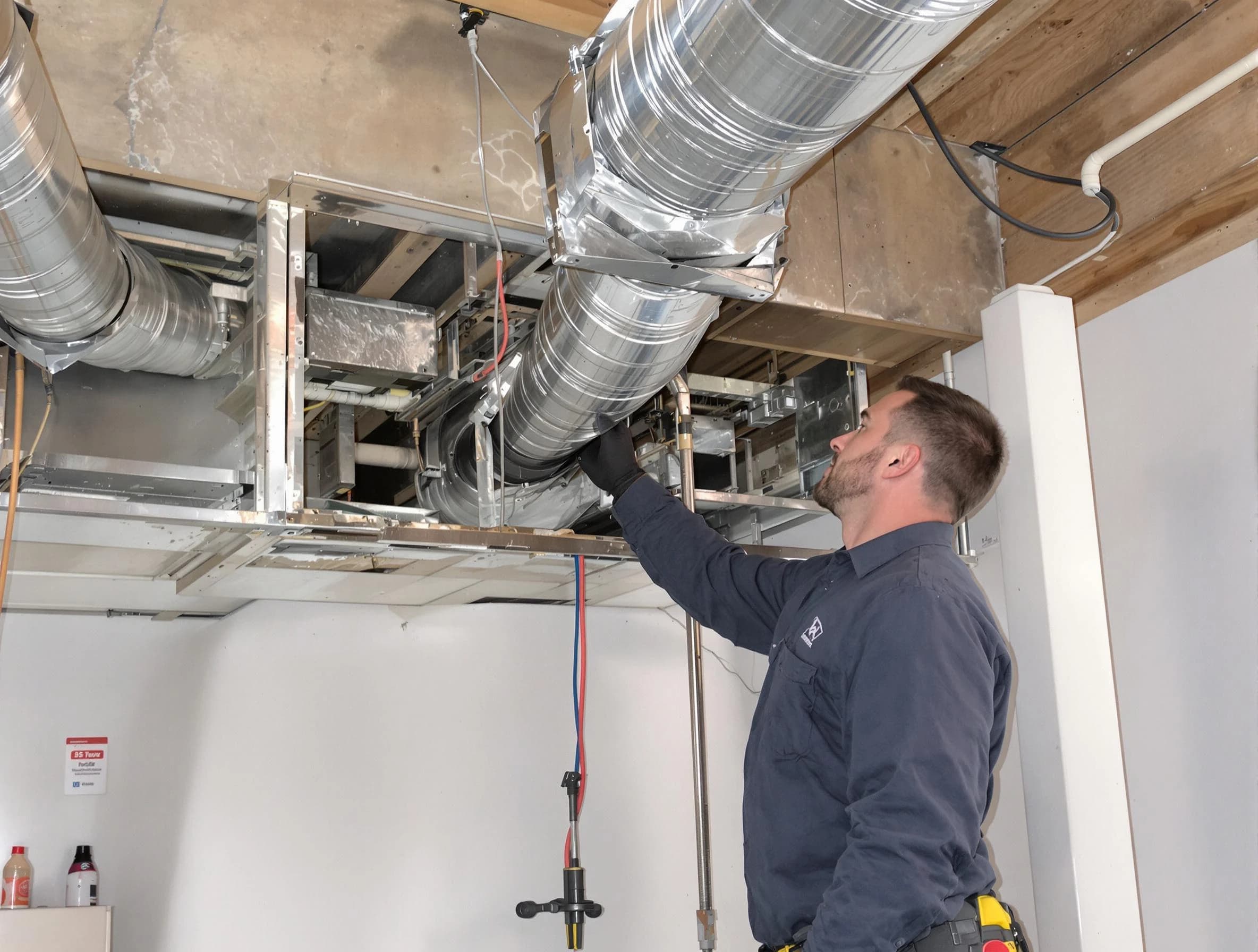 Lakewood Air Duct Cleaning technician performing professional air duct repair using specialized tools in Lakewood