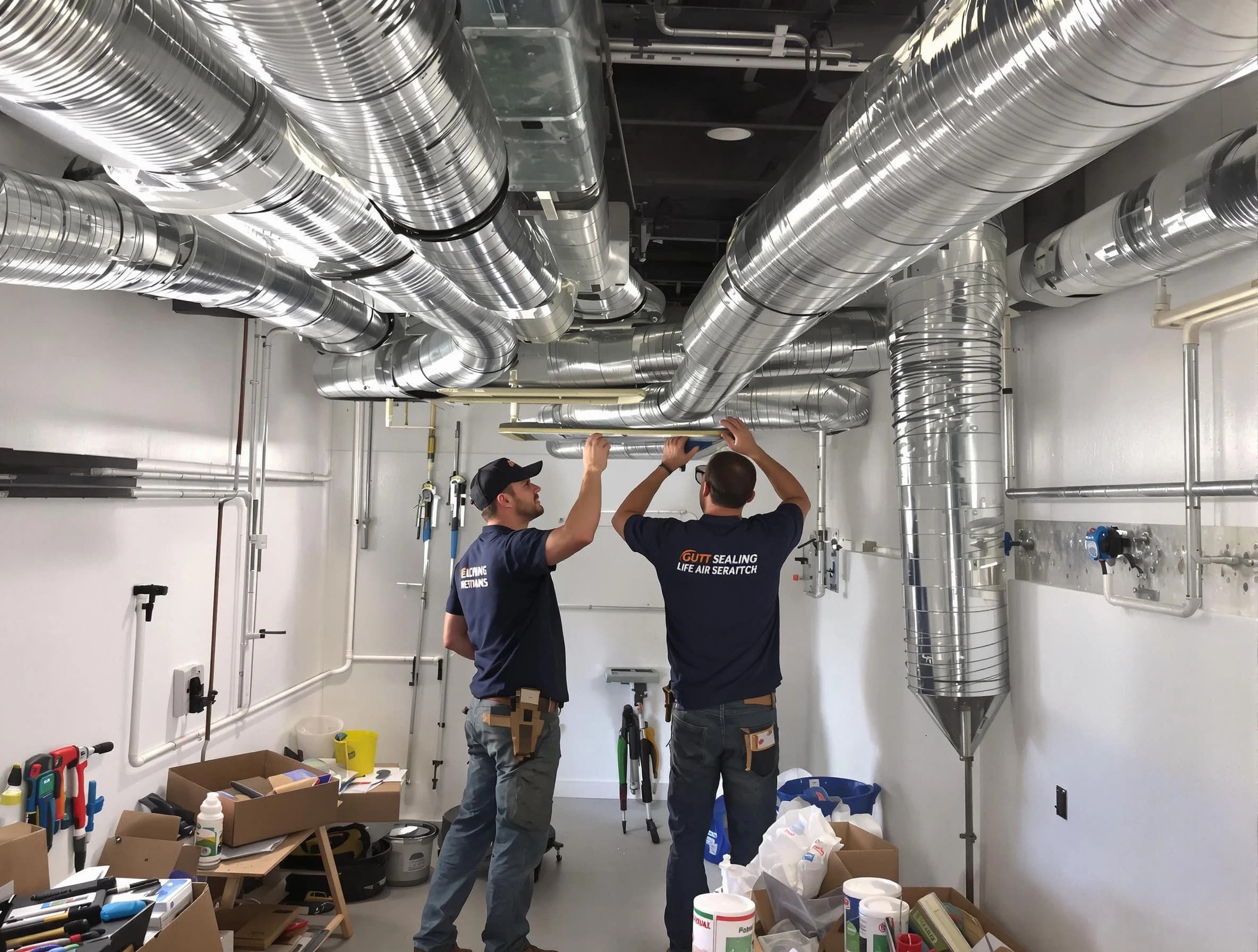 Lakewood Air Duct Cleaning technician applying professional duct sealing solutions in Lakewood