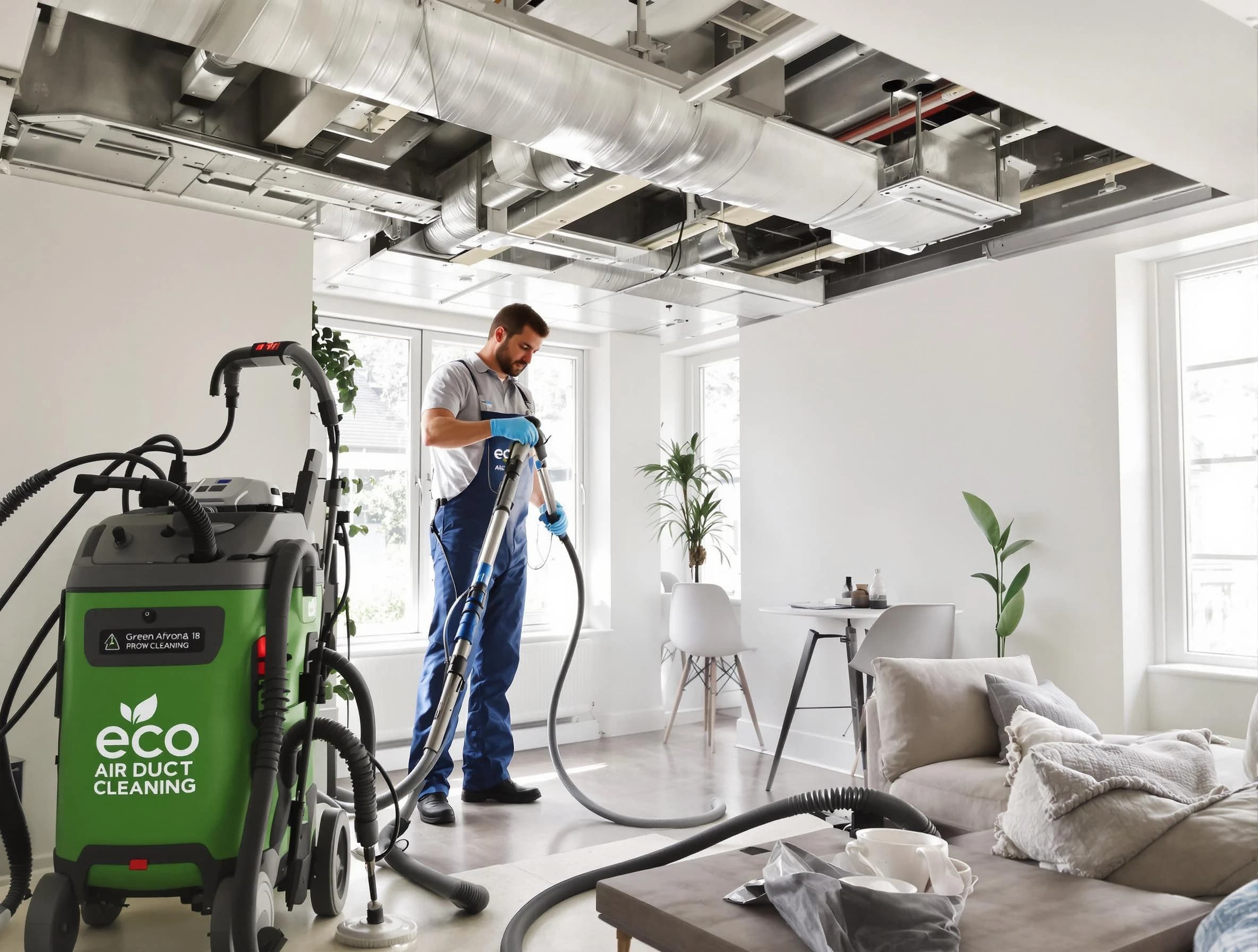 Lakewood Air Duct Cleaning technician performing eco-friendly duct cleaning using sustainable methods in Lakewood