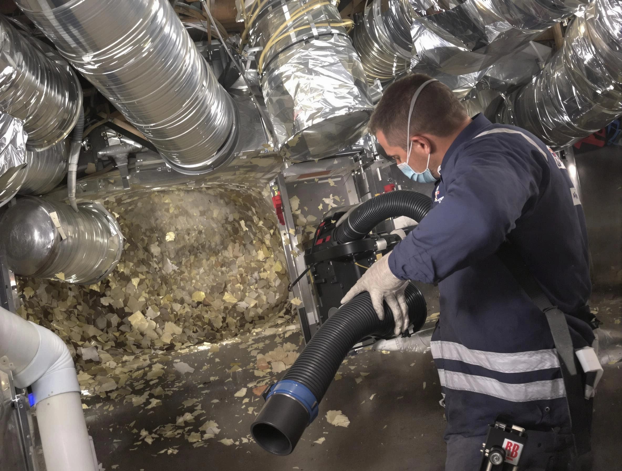 Lakewood Air Duct Cleaning specialist operating negative pressure cleaning equipment for thorough duct maintenance in Lakewood
