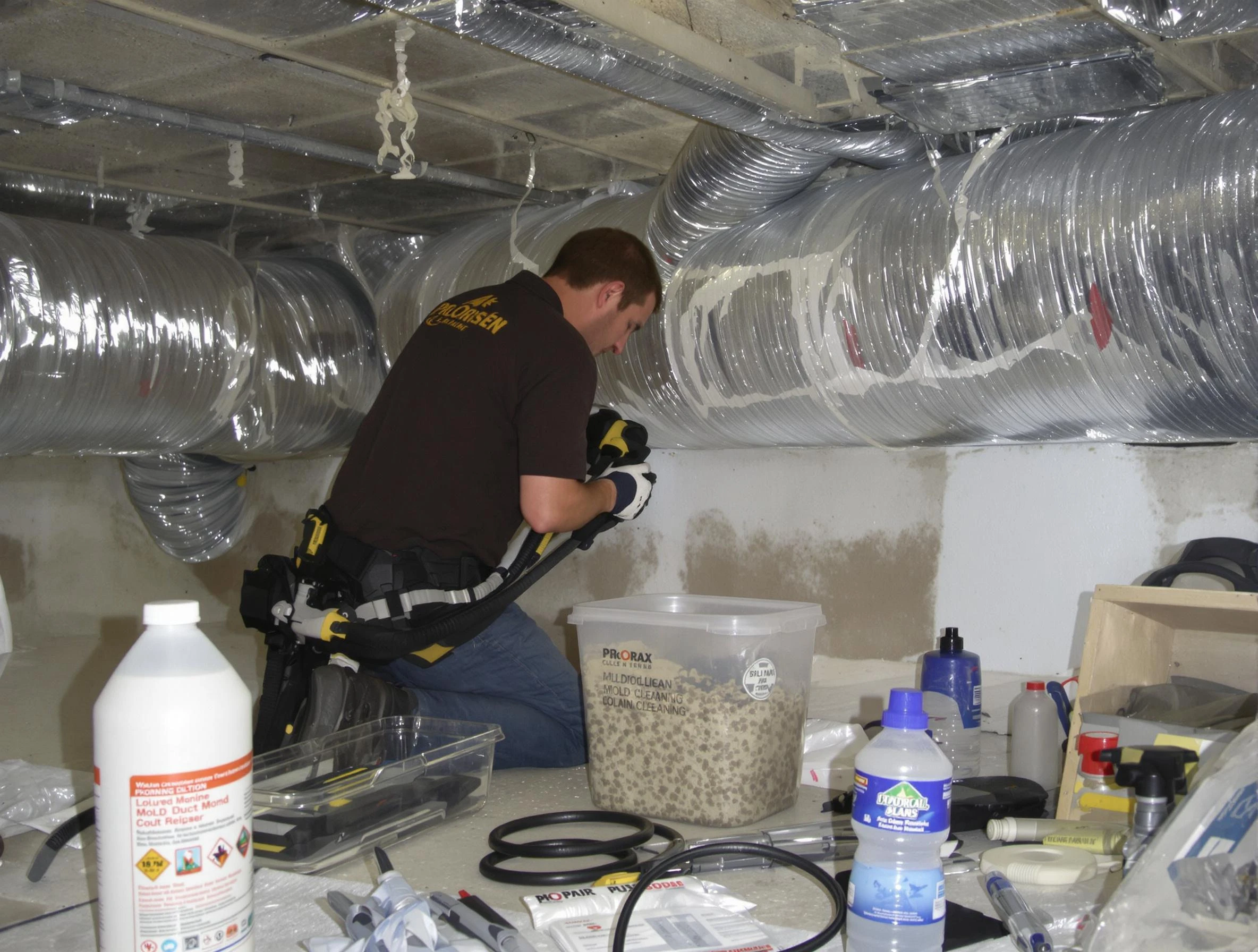 Lakewood Air Duct Cleaning specialist performing professional mold removal from air ducts in Lakewood